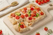 пицца с форелью и креветками